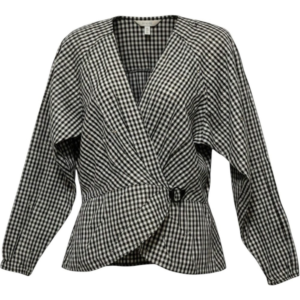 Vintage Opal Hot Property‎ Gingham Metallic Gold Studded Wrap Blouse Small USA